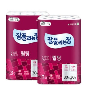 잘풀리는집 잘풀리는집 더도톰한 퀼팅 3겹 30M 30롤 2팩 화장지