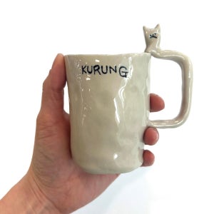 애옹이손잡이 한입소맥잔 화이트 , 그릉이네 잡화점