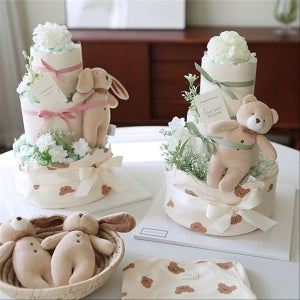 말랑곰 3단기저귀케이크 -출산,백일,베이비샤워 선물추천, 앙앙기저귀케이크 ❤️