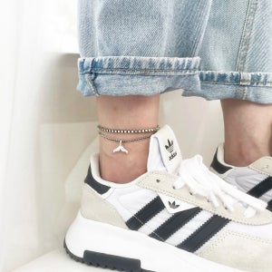 실버925 두줄 돌고래꼬리각인 유화사각체인발찌, 리제