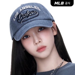 [카리나PICK][MLB공식] 바시티 빈티지 컬시브 스티치 언스트럭쳐 볼캡 LA (Indigo) 3ACPV