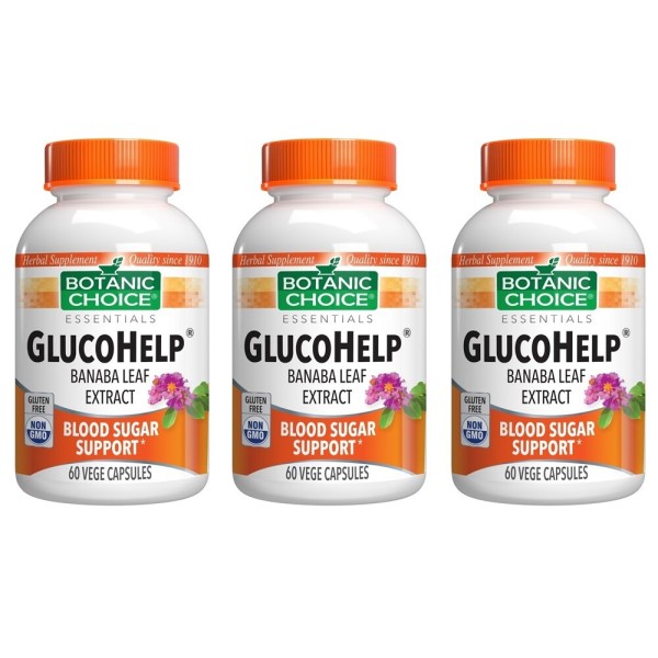 Botanic Choice GlucoHelp Banaba Leaf <b>Corosolic Acid</b> 미국 보타닉 초이스 바나바 코로솔산 60정(30일) x3