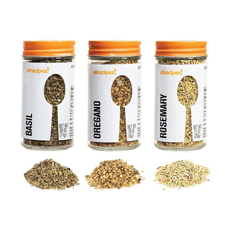 Allrecipes 뜨거운 향신료(카이엔 훈제 파프리카 크러시드 <b>레드 페퍼</b>) 뿌리기용 탈착식 체 캡이 있는 유리병 3개 세트  Set Of 3  이탈리아의 맛