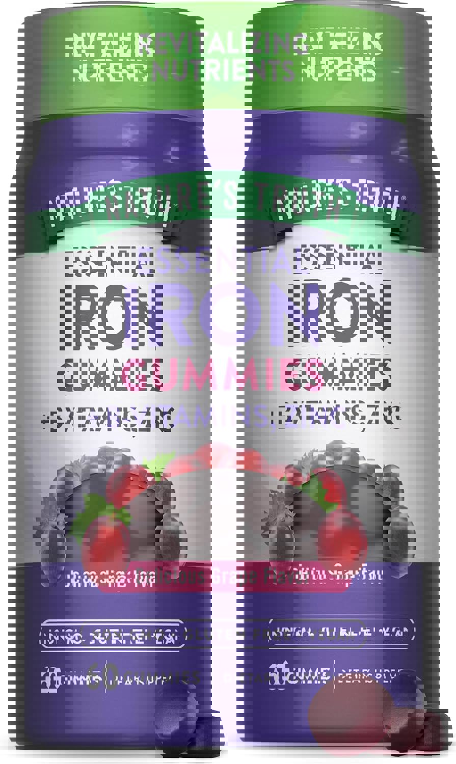<b>네이처스트루</b> 비건 철분 루틴 포도맛 구미 2세트  [01]옵션1  2개  60정