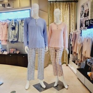 VEV3902FM_커플 간절기 체크 스판 이지웨어세트