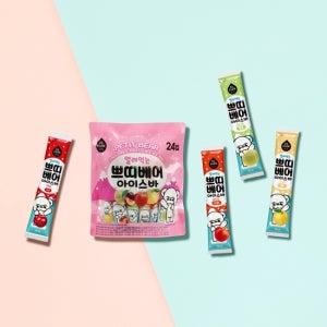 엘제이드 얼려먹는 쁘띠베어 아이스바 35mL 24입 (사과, 배, 멜론, 자두맛)