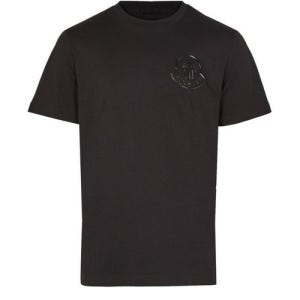 몽클레어 25 FW 몽클레어 숏슬리브 엠보싱 체스트 로고 크루넥 퓨어 코튼 블랙 티셔츠