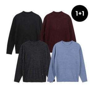 인디안 [하프클럽]남성 심플라운드 니트4종 1+1 특가