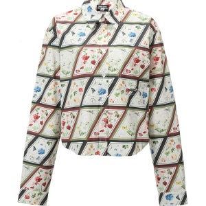 프라이빗 폴리시 멀티 플로럴 프린트 크롭드 LS 셔츠 25010106-FL