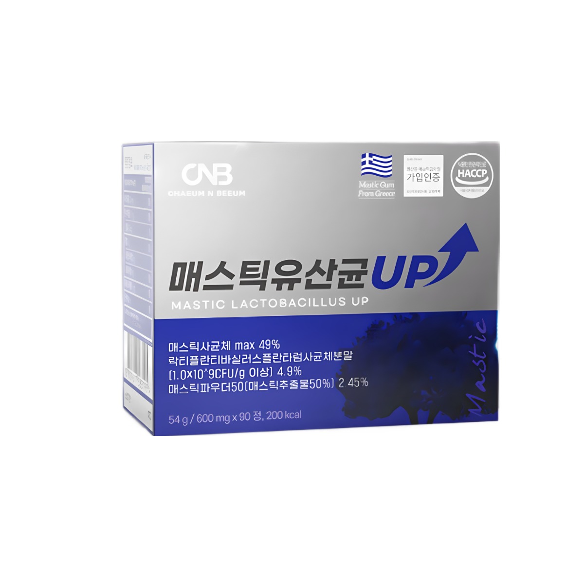먹는수액 위건강 매스틱 유산균<b>UP</b> 600mg <b>프리미엄</b> 변비유산균 대용량  2개  90정