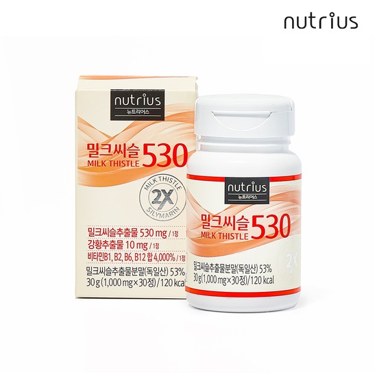 <b>뉴트</b>리어스 밀크씨슬 530 2X 30g(1000mgX30정)  없음  30정