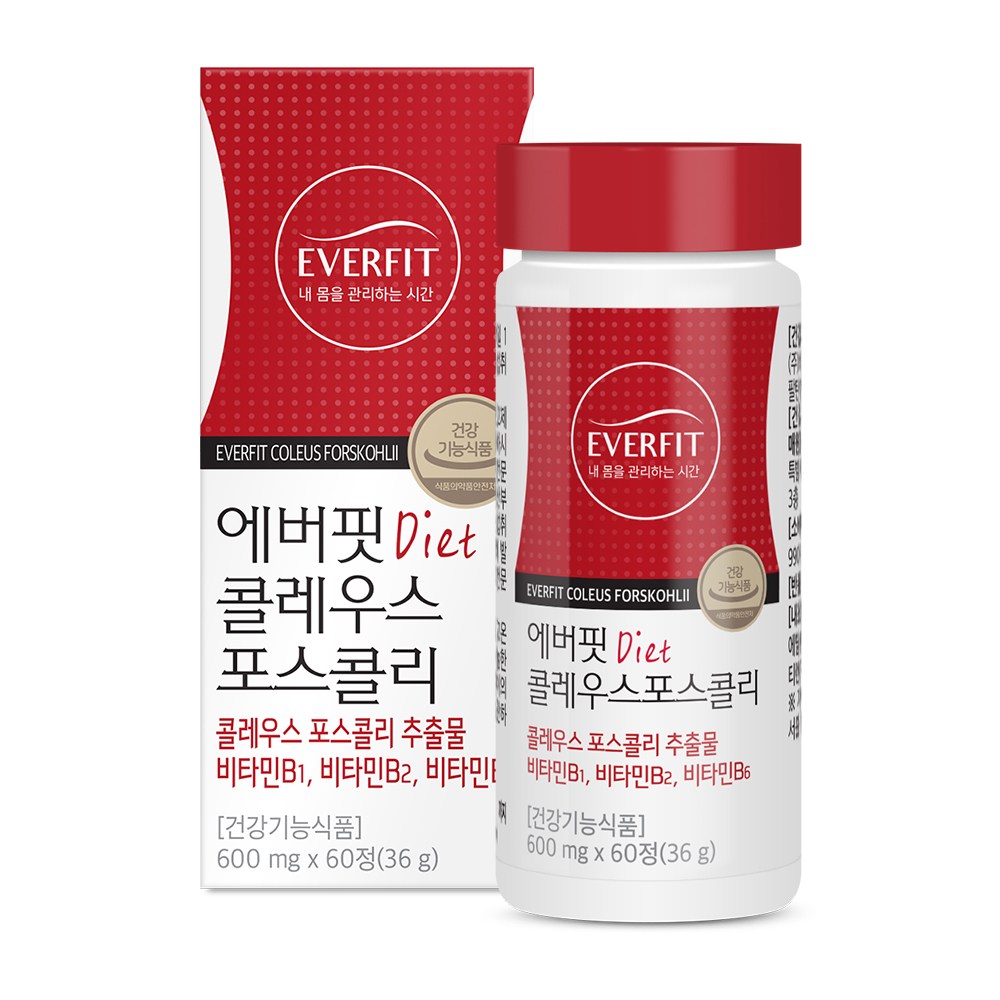 내츄럴플러스 에버핏 콜레우스포스콜리 36g 60정 1개 건강 감기예방 피부미용 <b>체중감량</b> 신진대사 감기