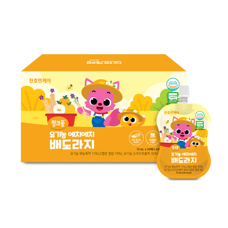 천호엔케어 <b>핑크퐁</b> 유기농 에치에치 배<b>도라지</b>, 70ml, 20개