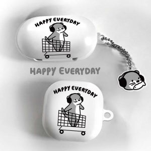 [알로오브제] 쇼핑카트 수달케이스 수달키링세트 캐릭터 일러스트 회색그레이케이스 친구선물 심플케이스 디자인 일러스트 드로잉 버즈플러스 버즈라이브 버즈케이스 커플케이스 생일선물