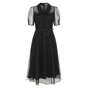 [JJ지고트] 타이 시스루 도트 플레어 원피스 (BLACK) GR7A0OP101