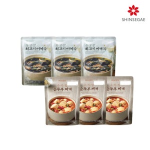 [피코크] 순두부찌개 3팩 + 소고기미역국 3팩 (총 3kg)