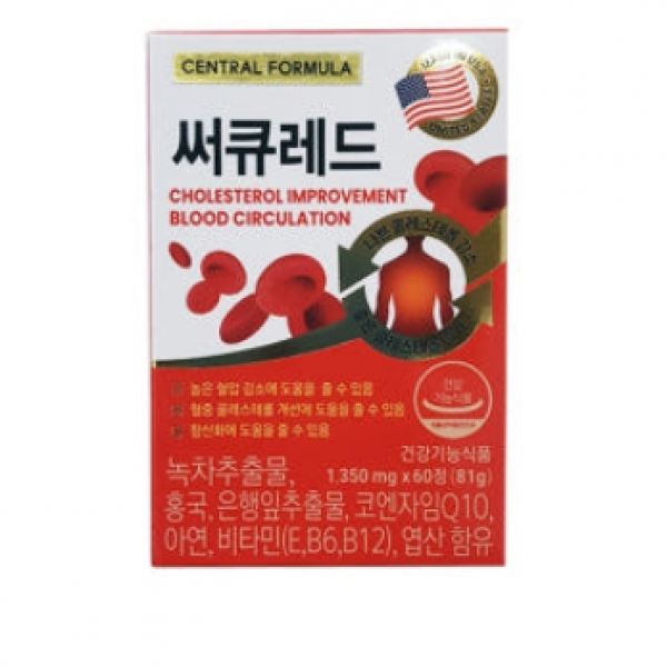 <b>센트럴포뮬러</b> 써큐레드혈행건강 녹차추출물 홍국 <b>아연</b> 60정  1개