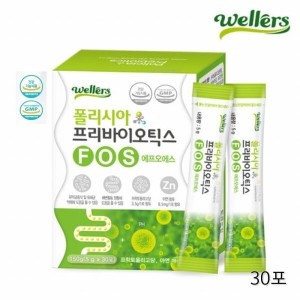 웰러스 폴리시아 프리바이오틱스 FOS <b>프락토올리고당</b> 식이섬유 유산균 분말 스틱 아연/포도맛