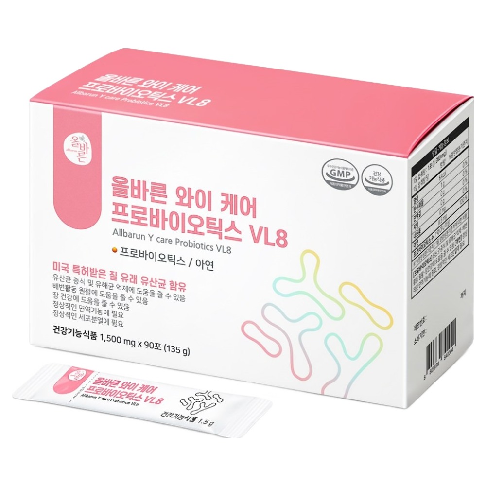 올바른건강식품 <b>와이 케어 프로바이오틱스</b> 질 유래 유산균 <b>VL8</b>  90회분  135g  1개