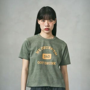 [유니브워크] [남여공용] 드렁큰 피그먼트 반팔티 티셔츠_올리브_T_WE_25_009