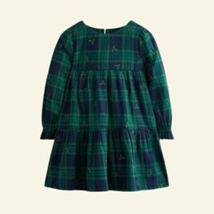 미니보덴 그린 체크 자수 원피스 12-13y