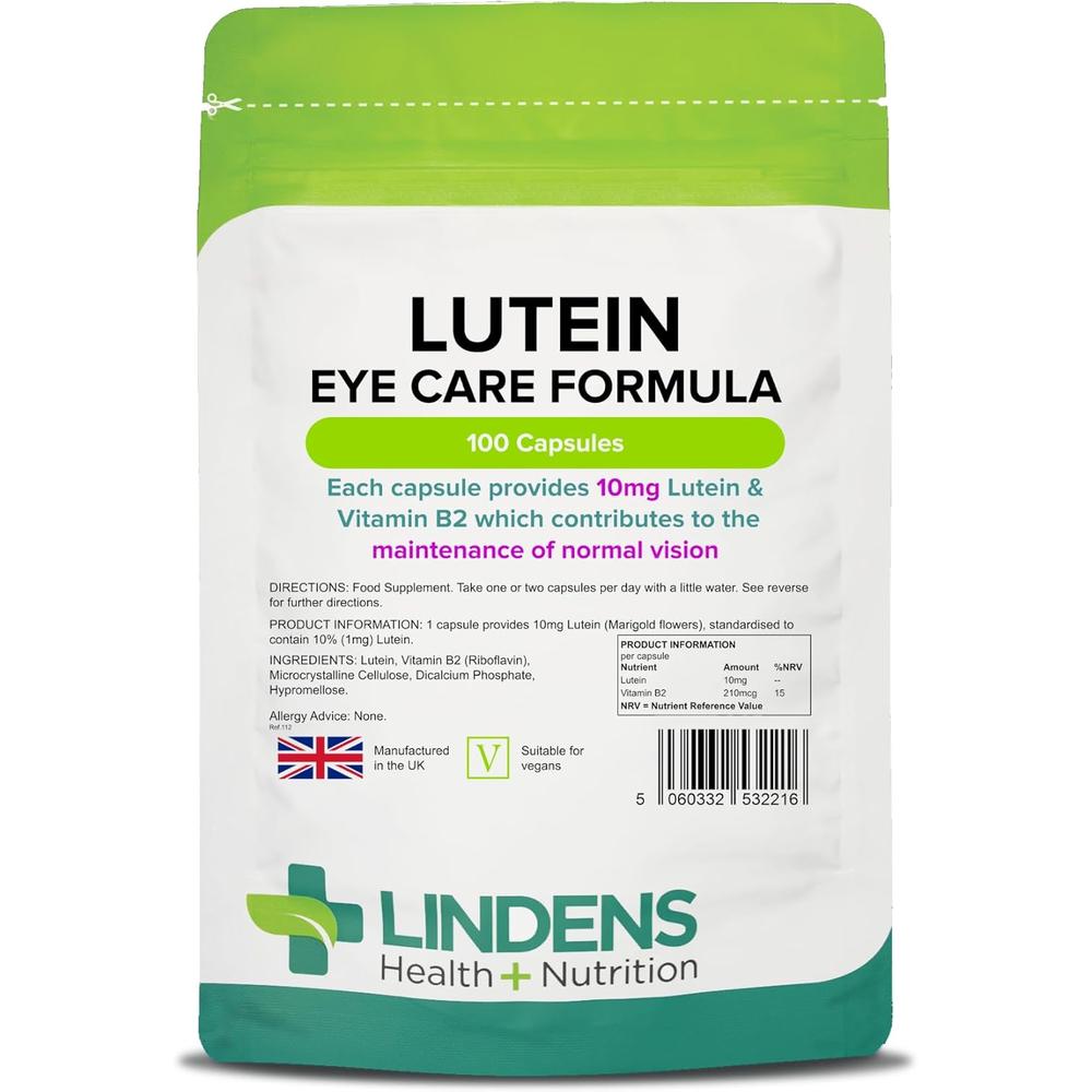 영국 린든 Lindens Lutein 루테인 10mg <b>아이케어 포뮬라</b> 캡슐  1개  100정