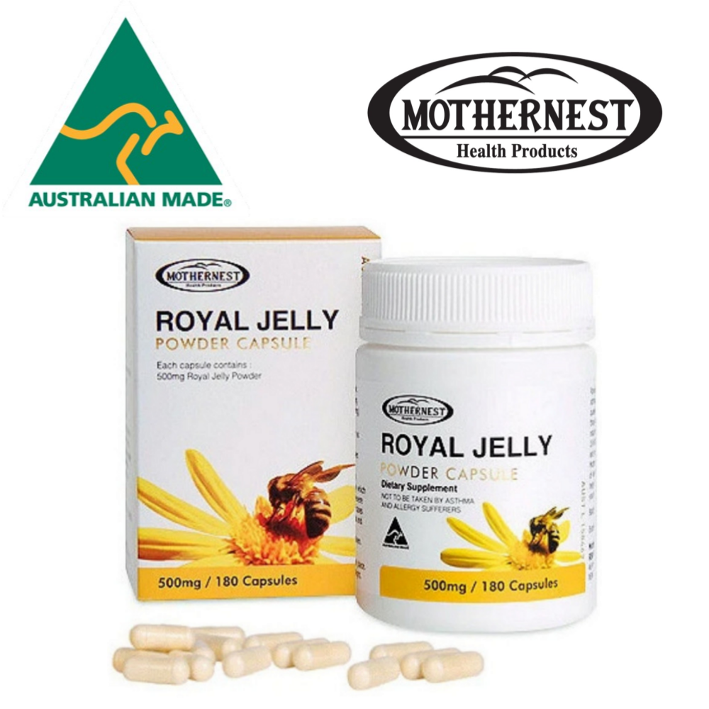 <b>마더네스트</b> 호주 로얄제리 500mg 180캡슐 고함량 식물성 캡슐 로얄 로열 젤리 제리 여왕벌 추출 추출물  1개  180정