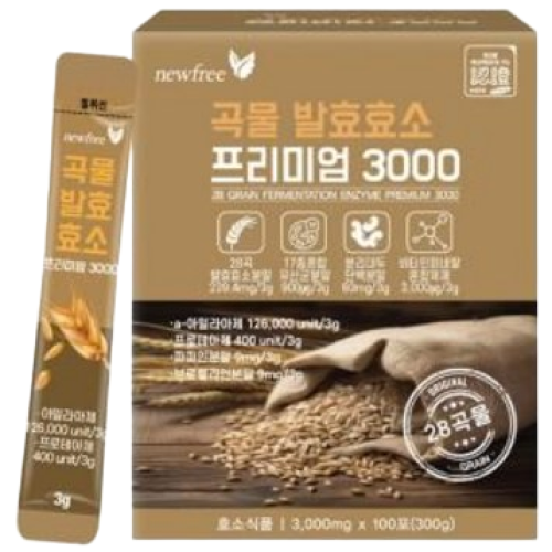 <b>지방</b>분해효소 자연발효 곡물효소 17종 혼합유산균 대용량 100포/200포  2개  100회분