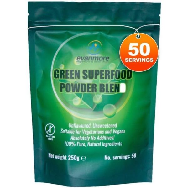 슈퍼 <b>그린스</b> <b>파우더</b> <b>블렌드</b> 비타민 미네랄 영양소가 풍부 <b>에너지</b> 비건 슈퍼푸드 알칼리성 250g 50인분  1개