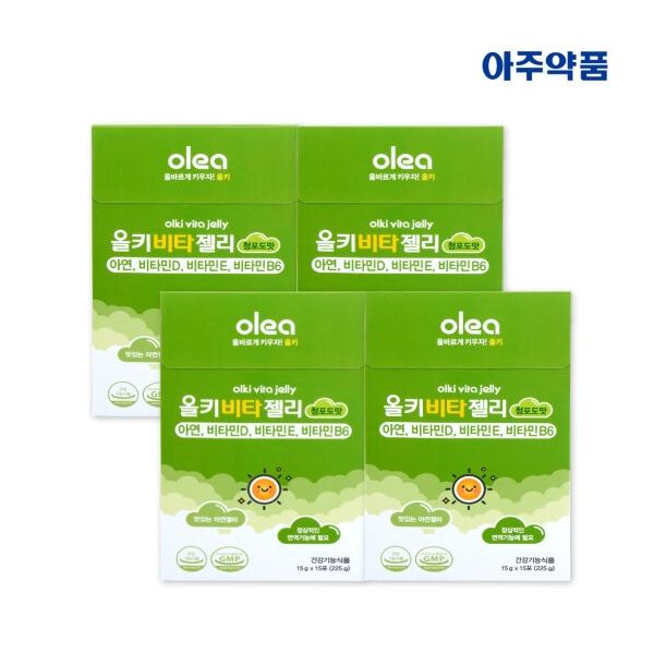 <b>아주약품</b>올키 비타젤리 청포도맛 4박스60일분 비타민D <b>아연</b>  225g  4개