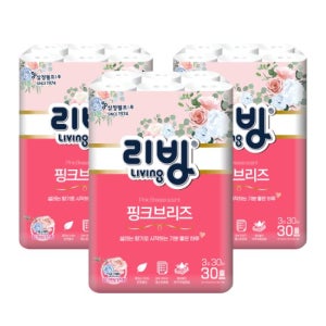 리빙 핑크브리즈 화장지 30롤 x 3팩 (총 90롤) TV상품
