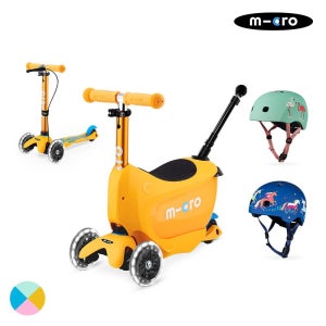 [마이크로킥보드]미니 투고 디럭스 플러스 LED+푸쉬바+아시안핏 헬멧 세트