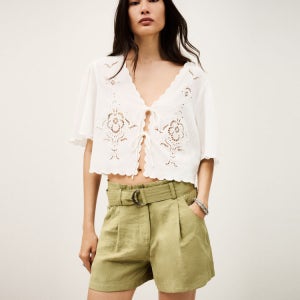 [바쉬] 카키 벨티드 숏팬츠 SIPA5F001K2