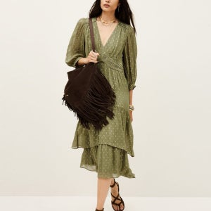 [바쉬] 카키 글리터장식 7부소매원피스 SIDR5F004K2