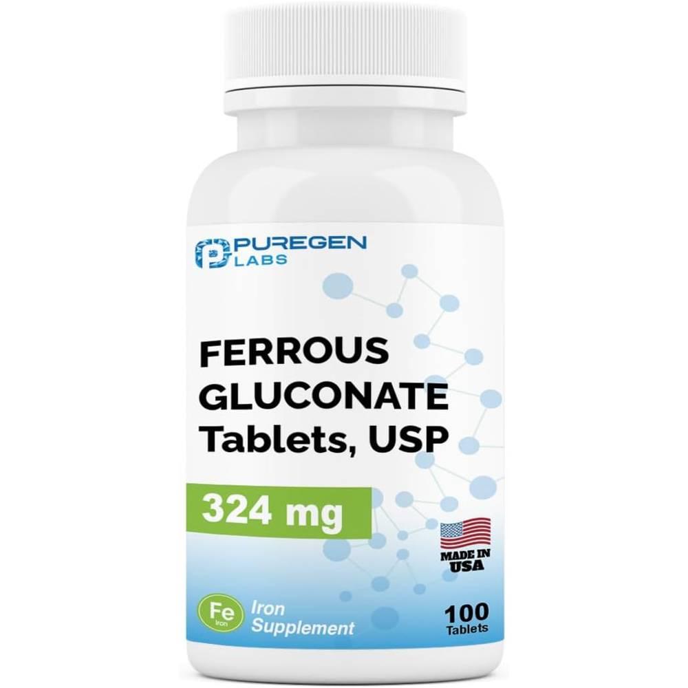 퓨어젠 <b>페로스 글루코네이트</b> 324mg 글루콘산철 Puregen Ferrous Gluconate  100정  1개