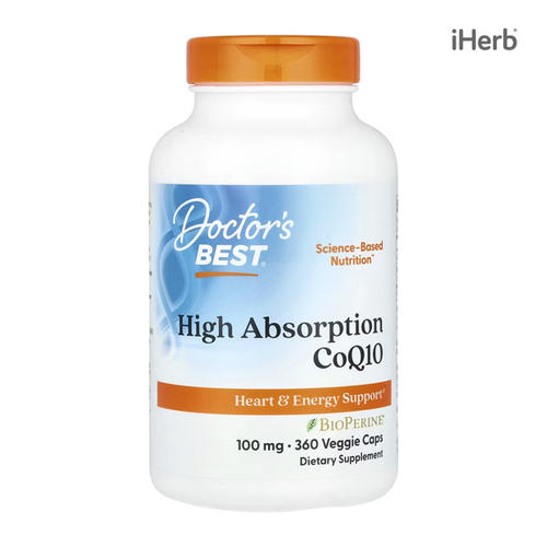 [아이허브] 닥터스베스트, 고흡수코큐텐<b>CoQ</b>10,<b>바이오페린</b>, 100 mg, 360 베지캡슐