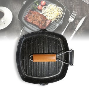 손잡이 접이식 캠핑 가정용 사각 프라이 계란 생선구이 용불판 네모 그릴 삼겹살 코팅