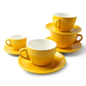 킴스아트도자기 커피잔세트 옐로우 (4size)[에스프레소잔세트 카푸치노잔세트 라떼잔세트]