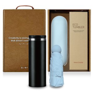 추천세트 레스쁘리 고급 더벅스텀블러 세트 C(텀블러 450ml+마카롱우산)할인