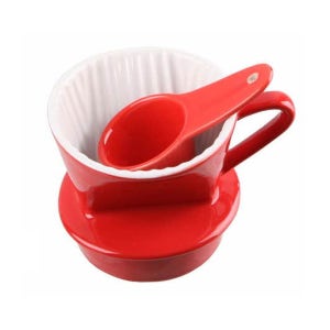 홈아트 레드 세라믹 도자기 커피 드리퍼 1~2인용 드립퍼 핸드