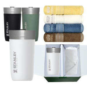 스탠리 고 진공 텀블러 화이트 + 영신타올 로베르타 호텔 선물세트 로고
