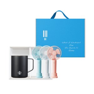 여름선물세트 스타벅스 SS 블랙 매트 데비 텀블러 473ml + 휴대용 미니 선풍기