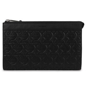 페라가모 간치니 트래블 엠보스드 클러치 24-1483 BLACK 769473