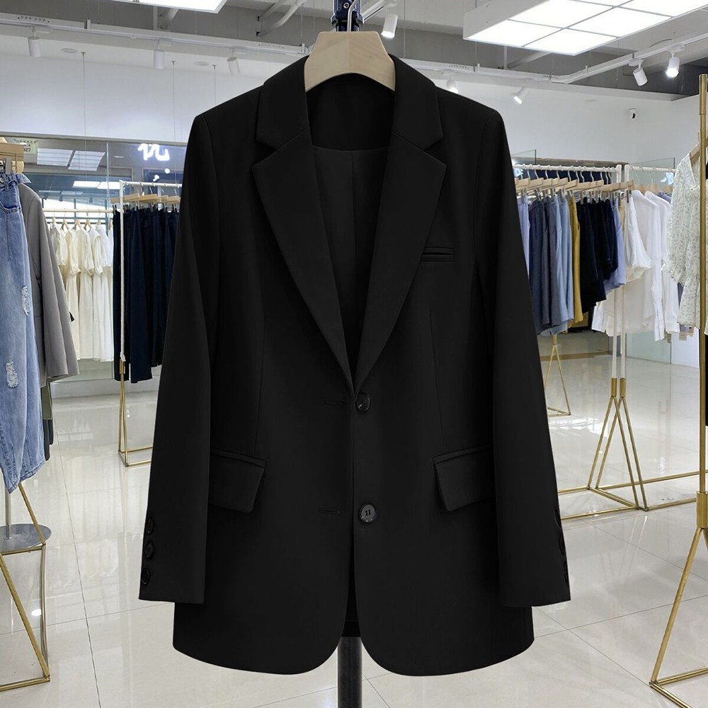 VVRR 여성용 슬림핏 봄 가을 클래식 싱글브레스트 블레이저 자켓 A0120911 블랙 L