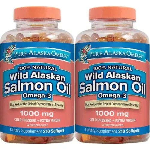 <b>퓨어 알래스카 오메가</b>-3 야생 연어 오일 1000mg 소프트젤 2팩(각 210개)