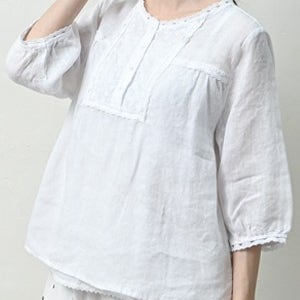 소진 레이스 린넨 블라우스
