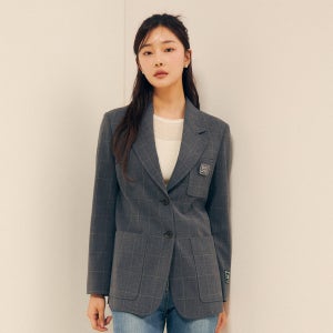 [JJ지고트] 클래식 와펜 싱글 투버튼 재킷 (CHECK GREY) GP9A0JKJ71