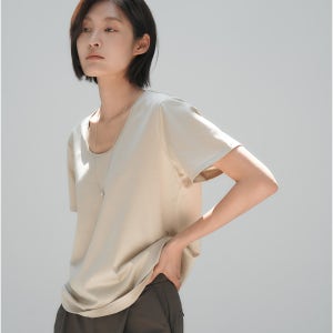 [와이잭]  W_U넥 루즈핏 반소매 티셔츠 (155gsm) LJT2010