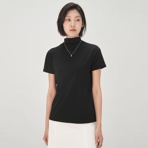 [와이잭] W_모어텐션 드레이프 모크넥 숏 슬리브 티셔츠 (120gsm) LJT2018