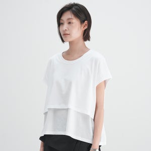 [와이잭] W_씬 져지 더블레이어 돌먼 슬리브 티셔츠 LJT2081